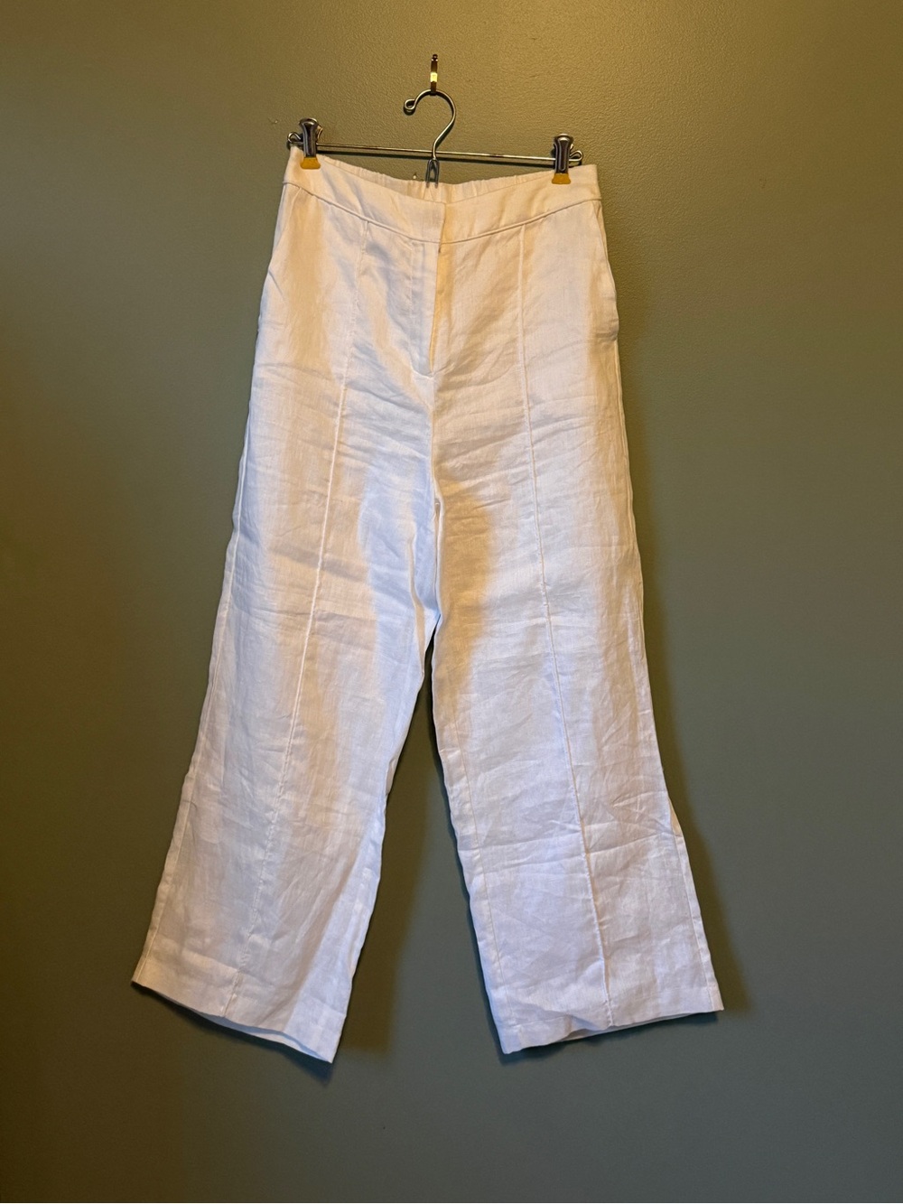 DISSH White Wide-Leg Linen Trousers